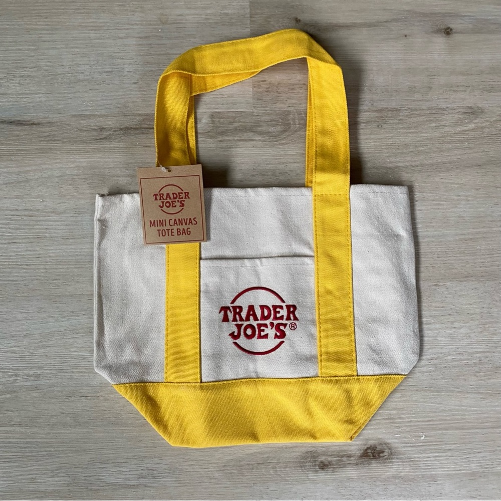 NEW Trader Joe's Mini Canvas Tote Bag - Yellow